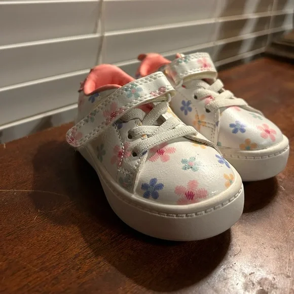 Floral print Carters sneakers- worn once! Size with velcro